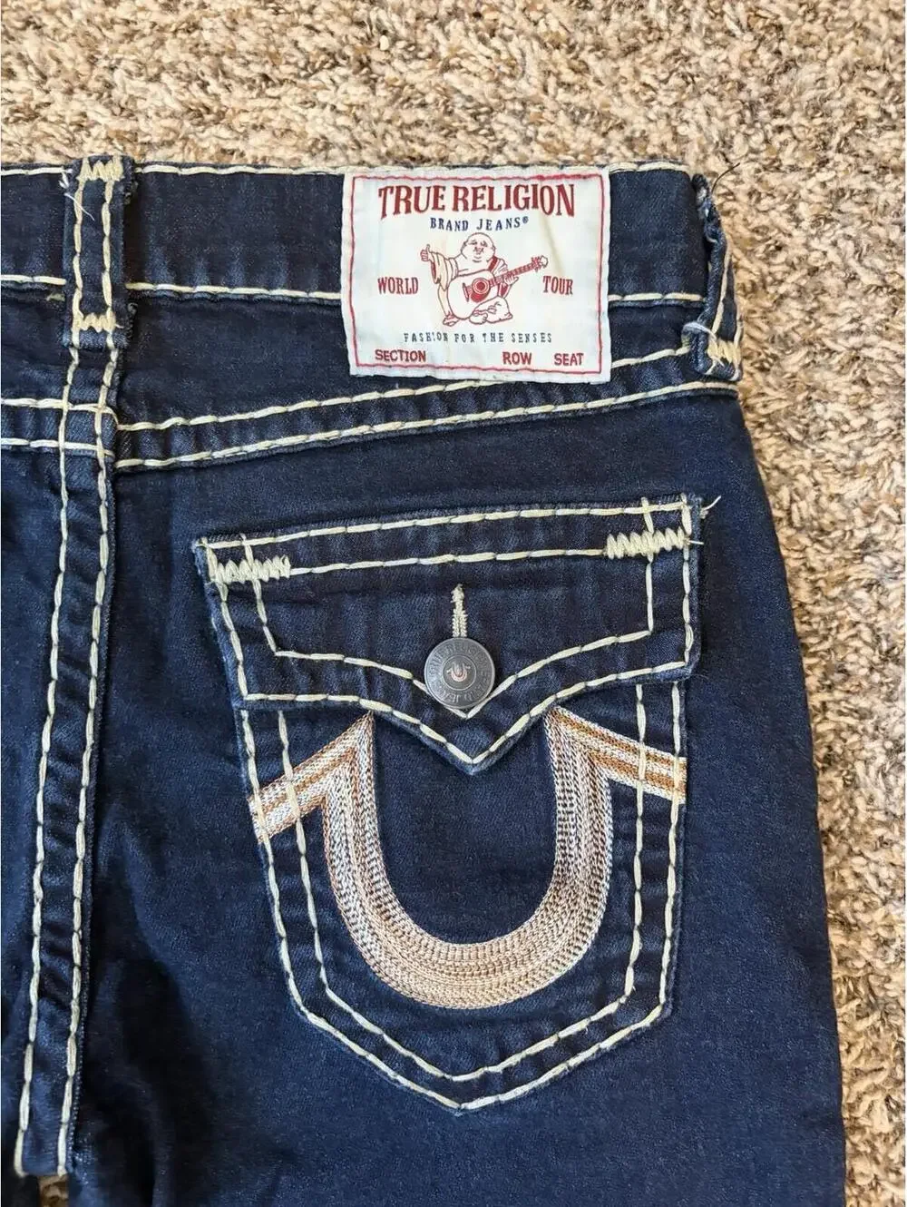 True Religion Rocco Relaxed Skinny Jeans Men’s Size 31 Horseshoe Stitched Flap